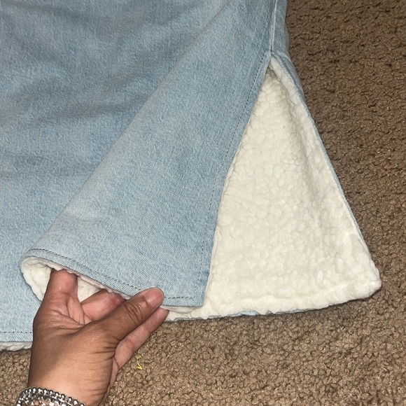 Anthropologie Pilcro Reversible Sherpa Denim Duster Coat Large - Picture 6 of 11